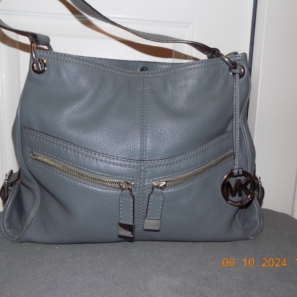 Michael Kors Gray All Leather Shoulder Bag/Purse